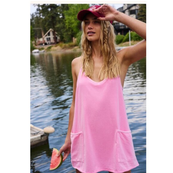 Free People Hot Shot Mini Dress ๐  PINK ICING - Medium NWT - Picture 4 of 8